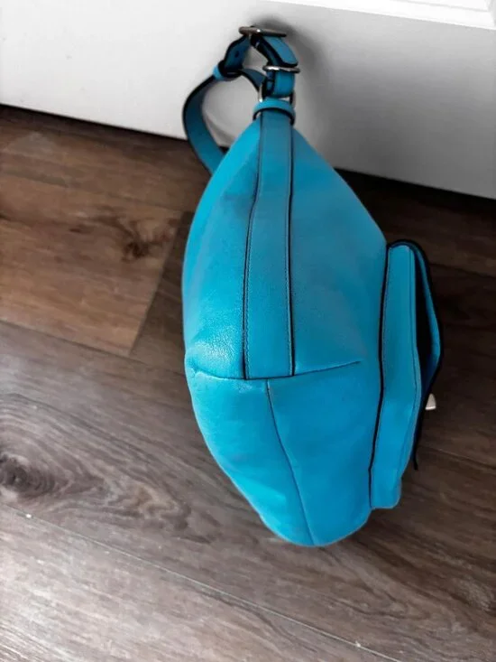 Coach Legacy Courtenay Hobo Bag in Vibrant Aqua Blue Leather w/Tassels & Hangtag - Picture 5 of 8